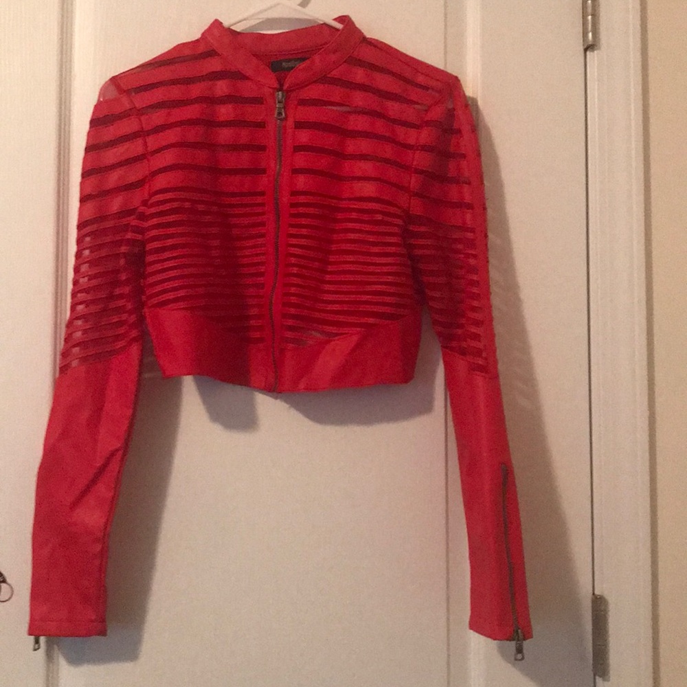 Red leather like jacket
